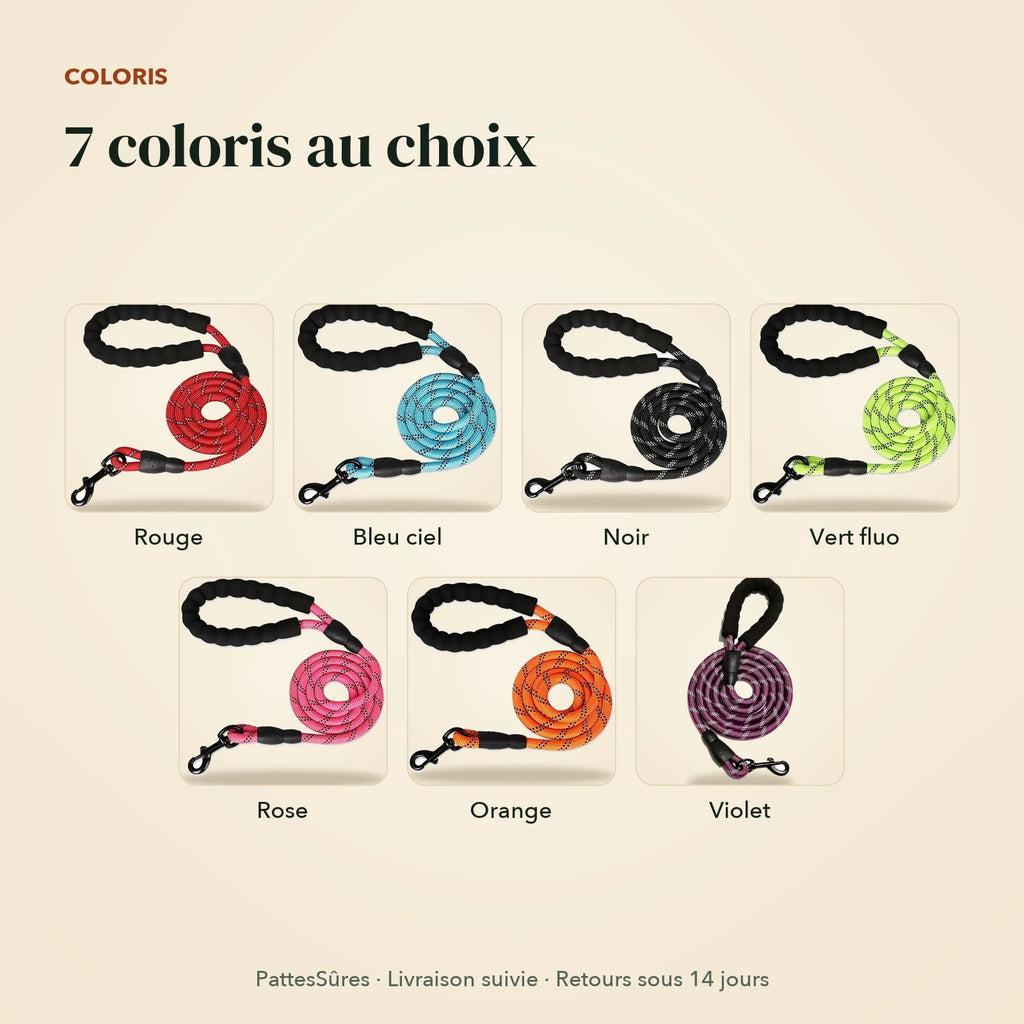 Les 7 coloris de la laisse réfléchissante