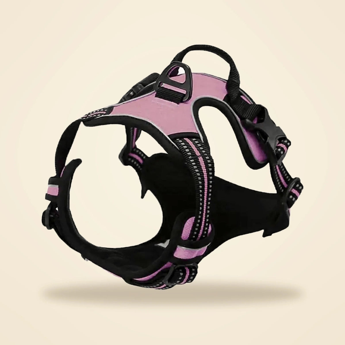 Harnais pour chien anti-traction réfléchissant rose