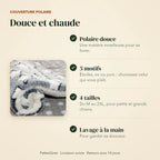 Points forts de la couverture : polaire douce, 5 motifs, 4 tailles