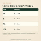 Guide des tailles de la couverture, M à 2XL
