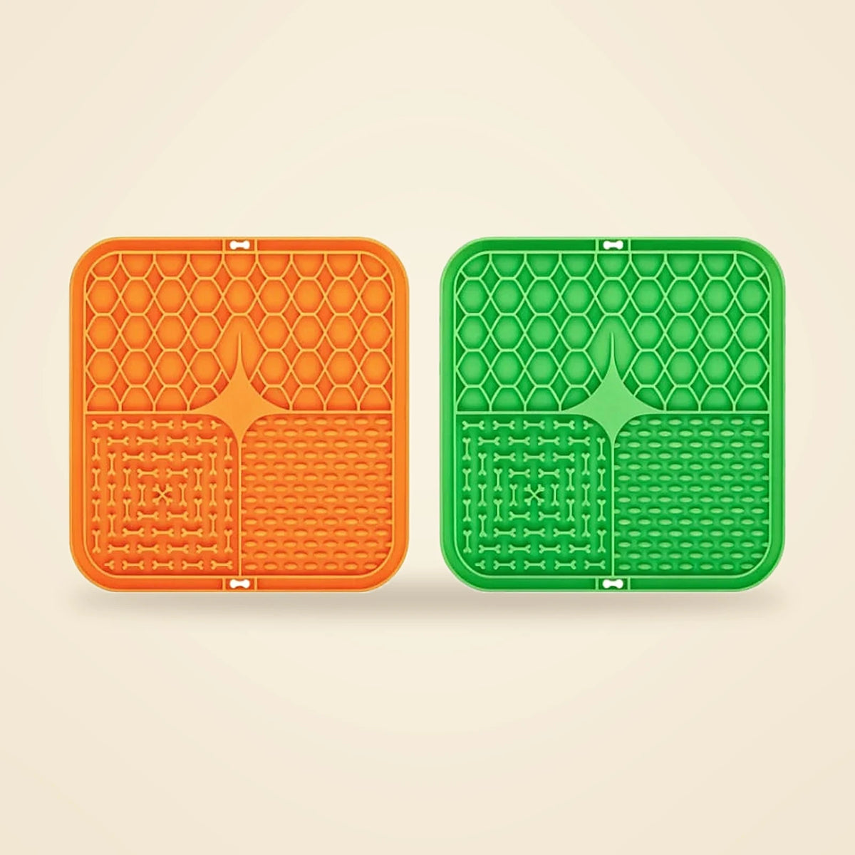 Tapis de léchage en silicone pour chien duo orange et vert
