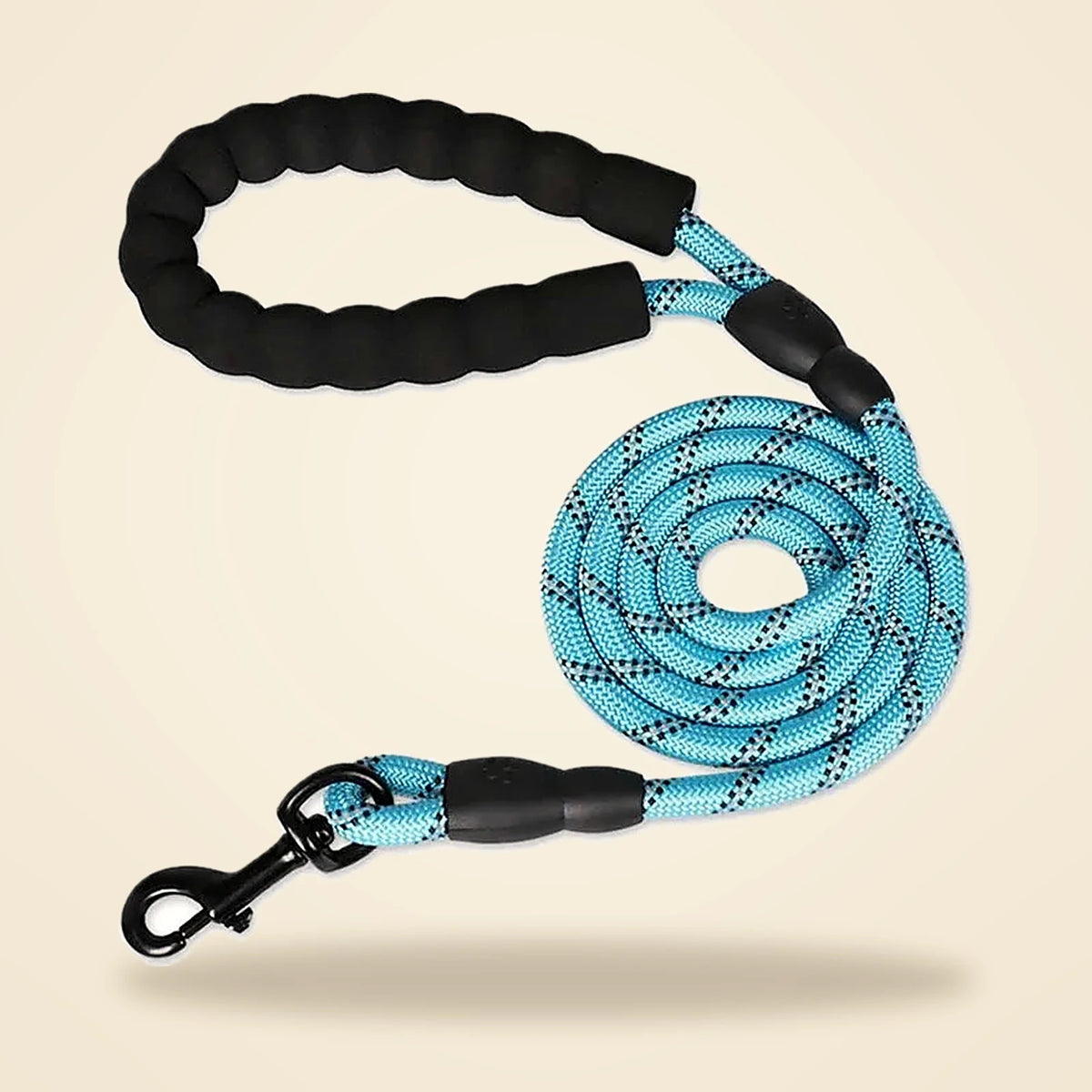 Laisse réfléchissante pour chien avec poignée rembourrée bleu ciel
