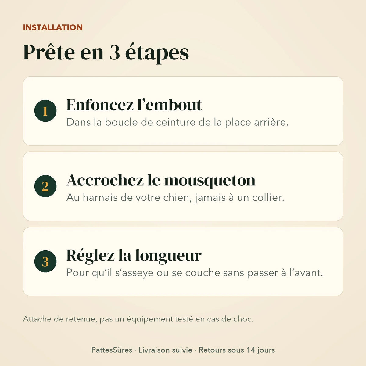 Installation de l’attache de ceinture en 3 étapes