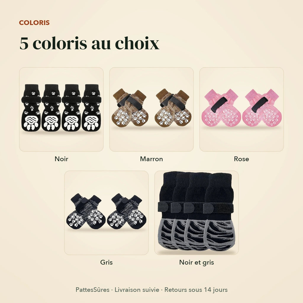 Les 5 coloris des chaussettes antidérapantes