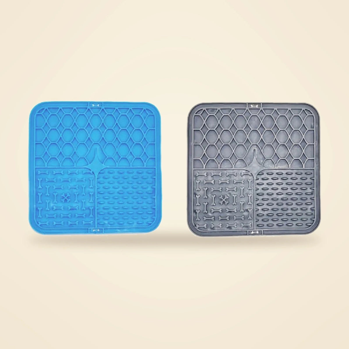 Tapis de léchage en silicone pour chien duo bleu et gris