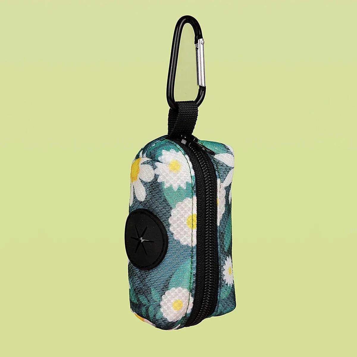 Distributeur de sacs à déjections pour chien motif fleurs vertes