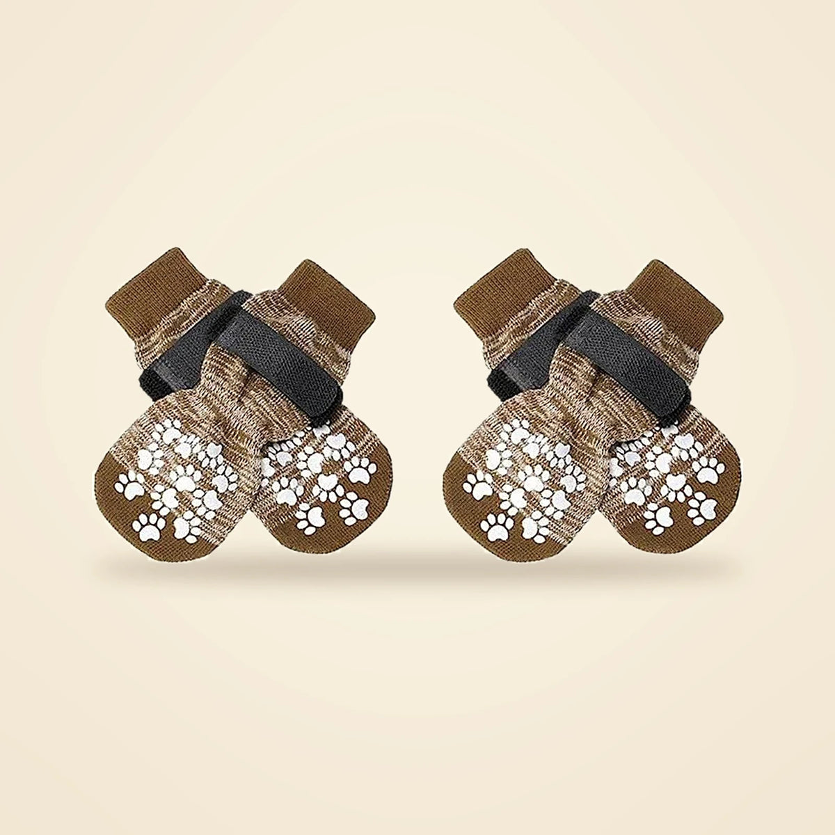 Chaussettes antidérapantes pour chien marron