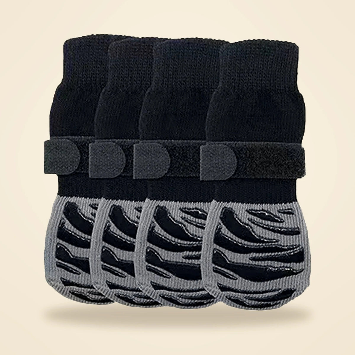 Chaussettes antidérapantes pour chien noires et grises
