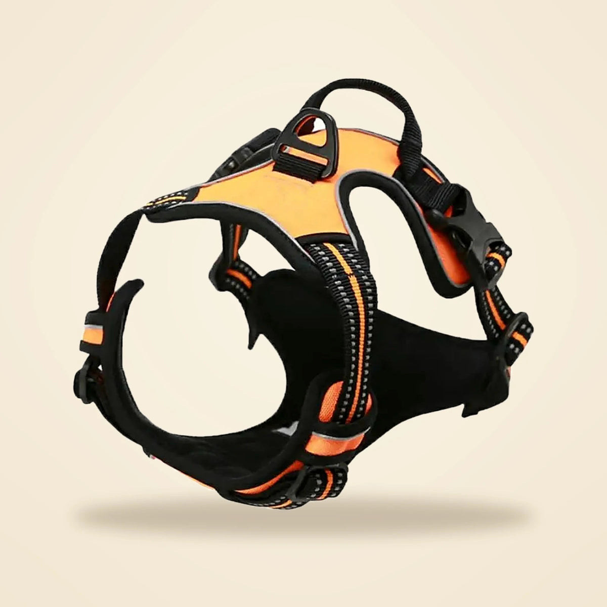 Harnais pour chien anti-traction réfléchissant orange