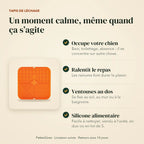 Points forts du tapis de léchage : occupe, ralentit le repas, ventouses, silicone alimentaire