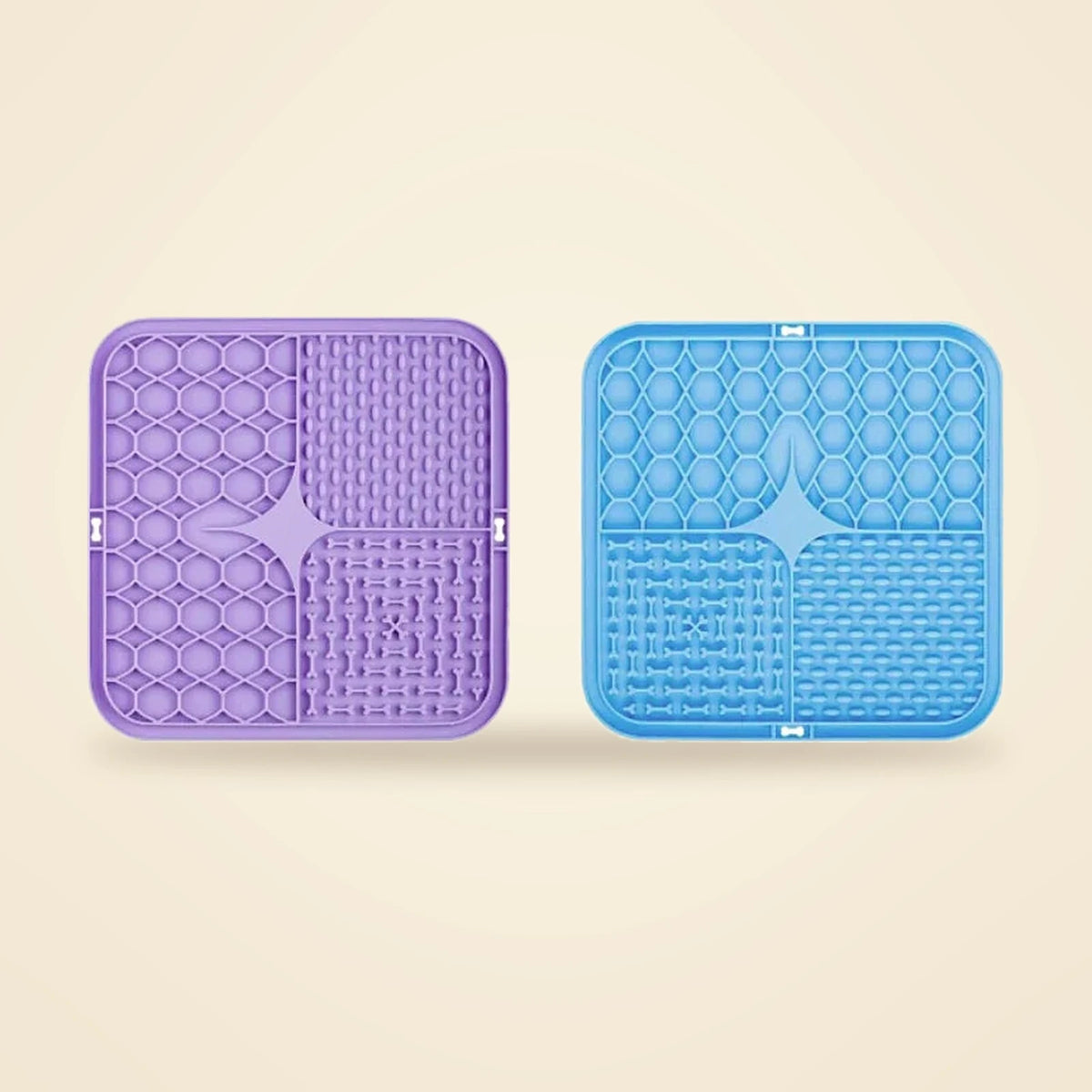 Tapis de léchage en silicone pour chien duo violet et bleu
