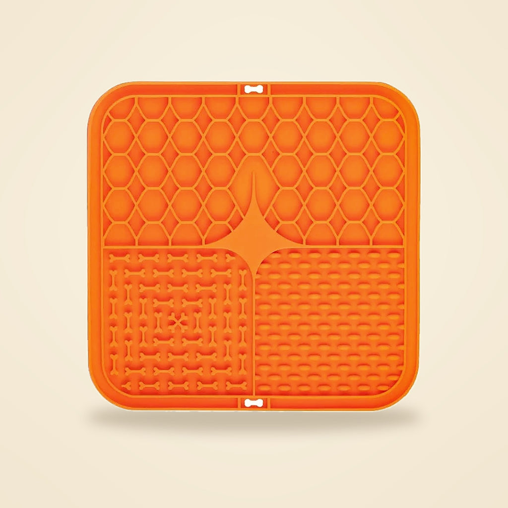 Tapis de léchage en silicone orange pour chien