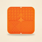Tapis de léchage en silicone orange pour chien