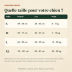 Guide des tailles du harnais anti-traction, de S à XL