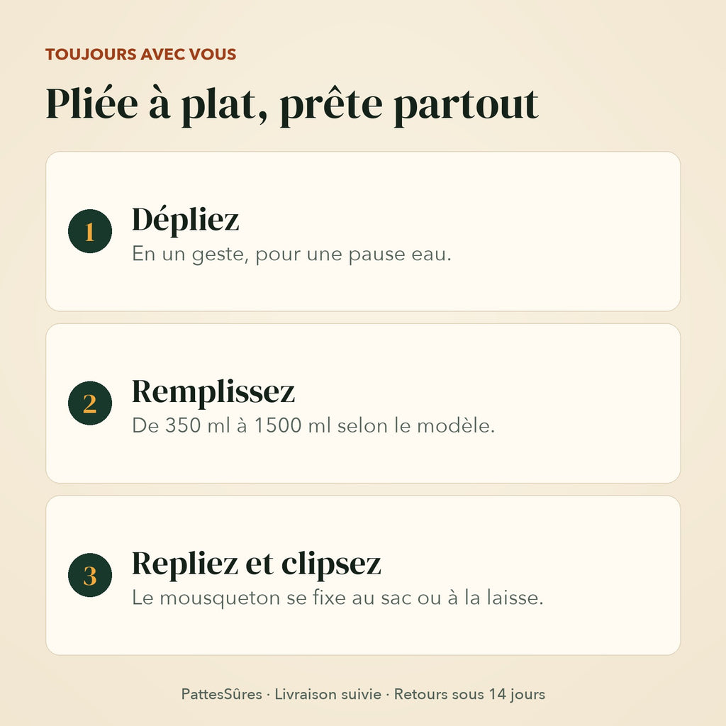 Gamelle pliée à plat, prête partout