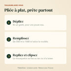 Gamelle pliée à plat, prête partout