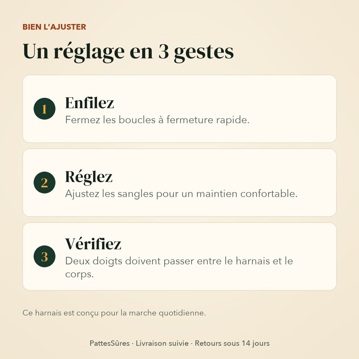 Régler le harnais en 3 gestes