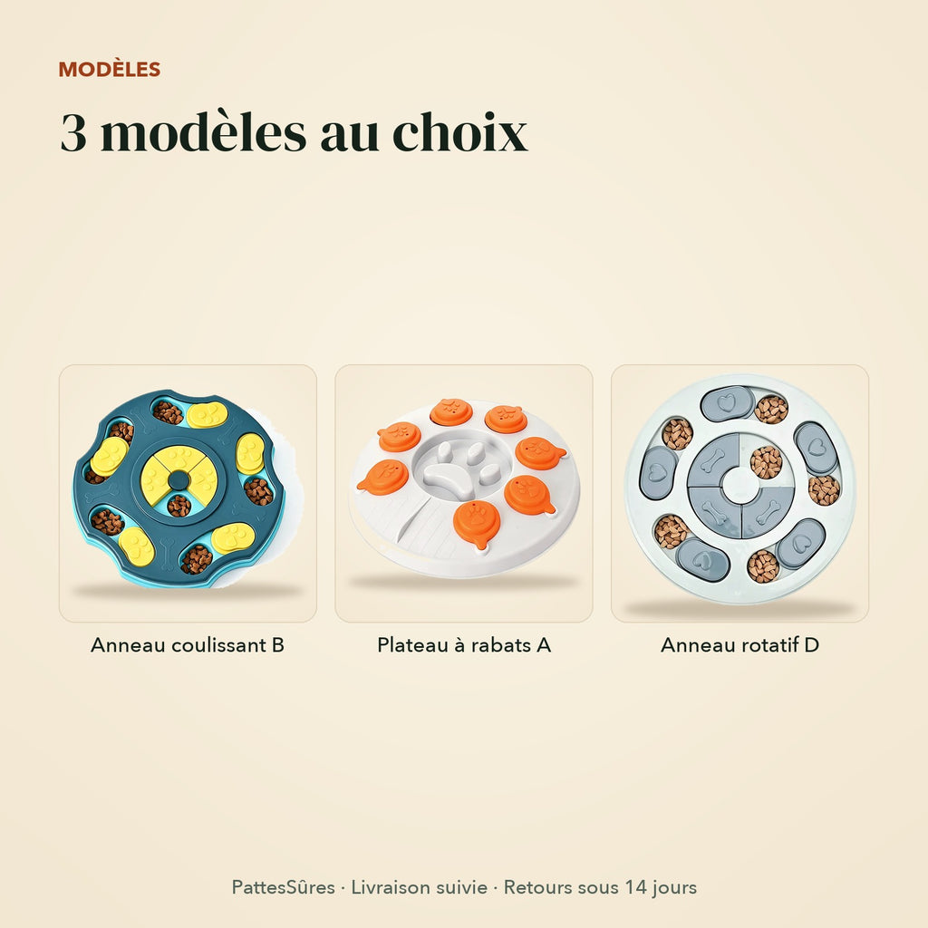 Les 3 modèles du jouet puzzle pour chien
