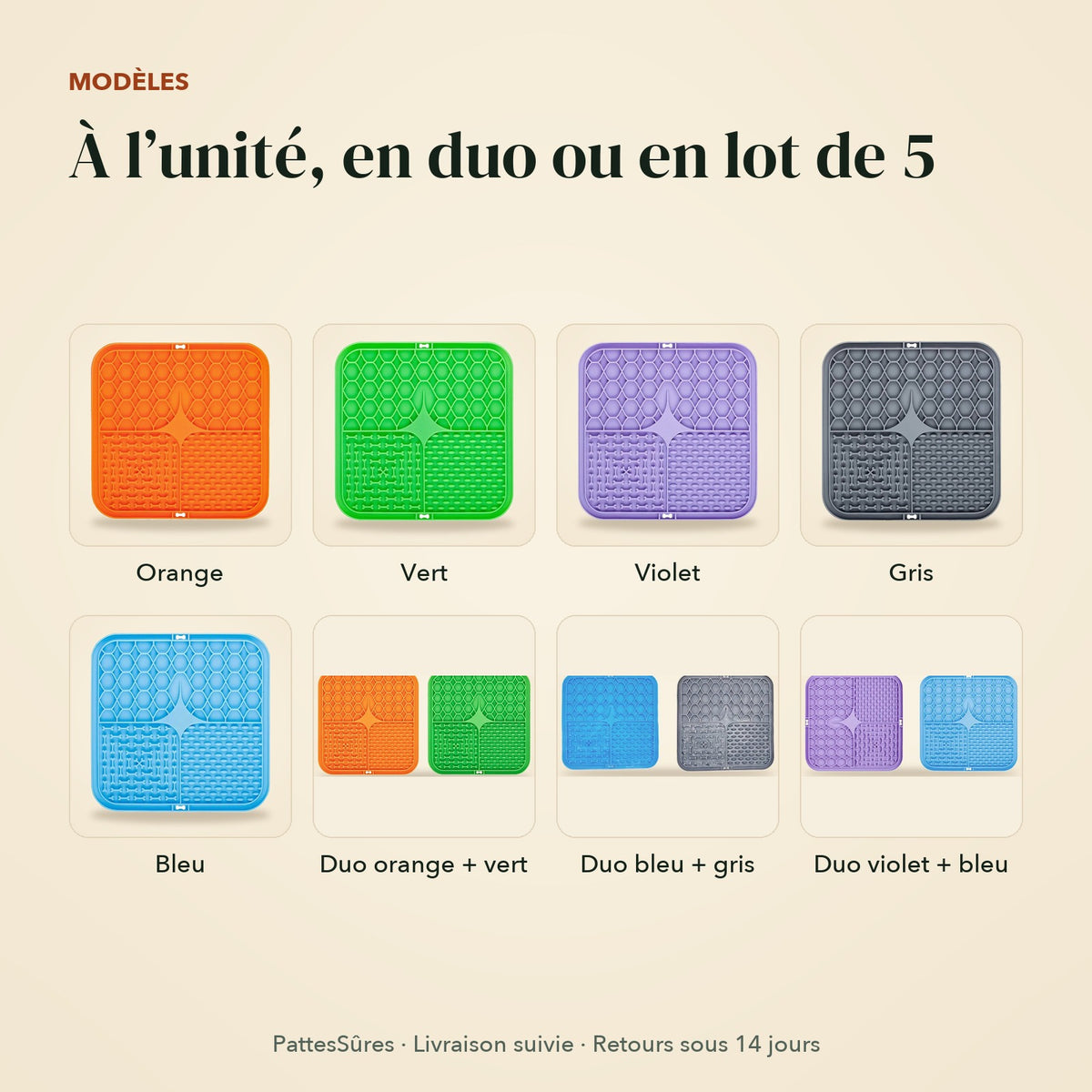 Le tapis de léchage à l’unité, en duo ou en lot de 5